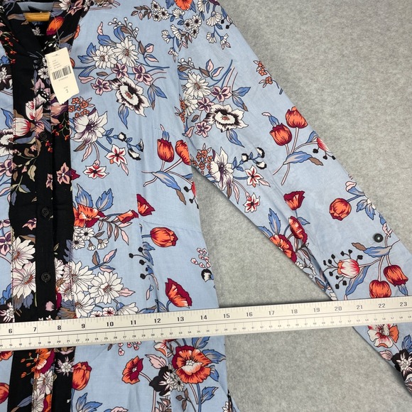 NWT Anthropologie Sz 2 Maeve Leyster Shirt Dress Floral Long Sleeved Midi - Picture 9 of 17